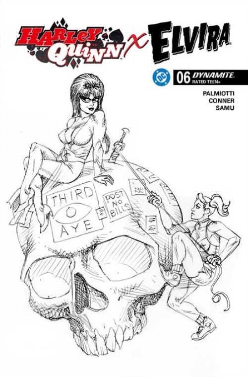 Harley Quinn X Elvira #6 (2025) cover m linsner line art variant