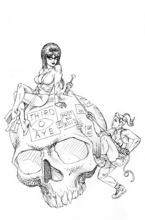 Harley Quinn X Elvira #6 (2025) cover n linsner line art virgin variant